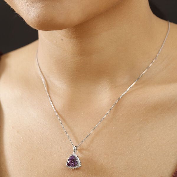 AAA Lab Grown Lila Saphir, Lab Grown Diamant Schmuckset 417 Gold, 417 Gold Weißgold Vergoldet ca. 3,87 ct. image number 2