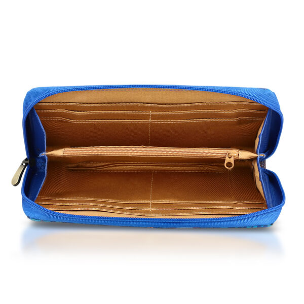 Handbemalte Leder Geldb&ouml;rse RFID, Blau, 22.8 x 2.5 x 12.7 cm image number 8