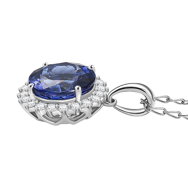 RHAPSODY zertifizierter und gepr&uuml;fter AAAA Tansanit und VS-EF Diamant Anh&auml;nger mit 50cm Kette in 950 Platin - 3,60 ct. image number 3