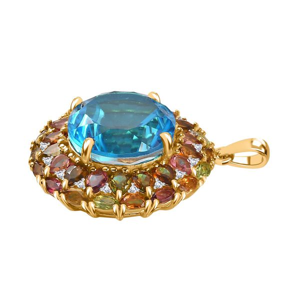 AA Blauer Quarz Triplett im Hanabi-Schliff, Zirkon und Multi-Turmalin Anhänger - 17,88 ct. image number 4