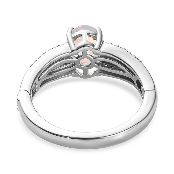 Natürlicher, äthiopischer Welo Opal und weißer Zirkon Ring, 925 Silber platiniert (Größe 21.00) ca. 1.42 ct image number 6