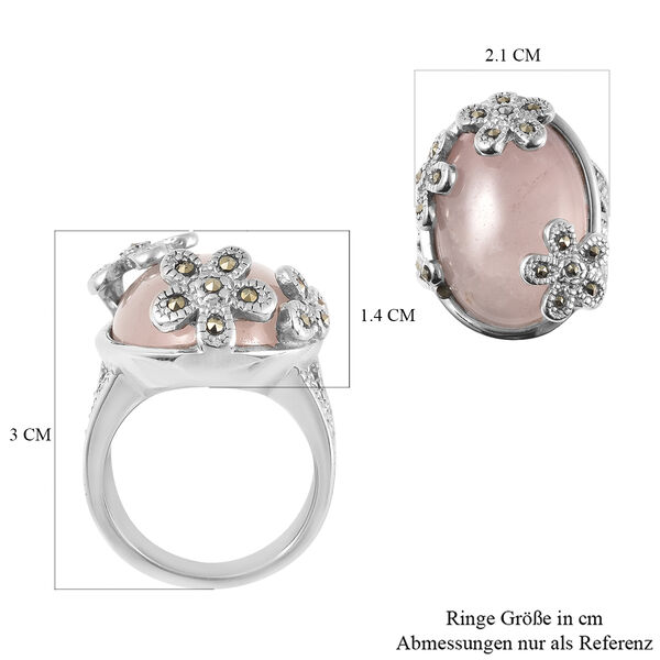 Rosa Quarz und Markasit Ring in Edelstahl image number 6