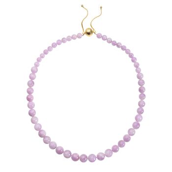 Kunzit Halskette, ca. 50 cm, 925 Silber vergoldet ca. 416.00 ct