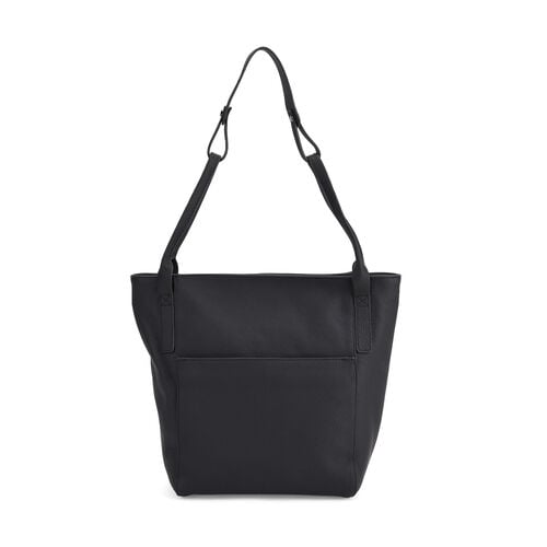 Echtleder-Tote-Bag mit Magnetverschluss-Außentasche und geräumigem Innenfach, 34x14x29 cm, Naturbraun
