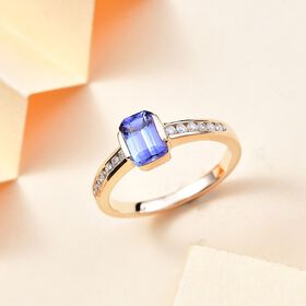 AA Tansanit und Moissanit Ring in 375 Gold - 1,37 ct.