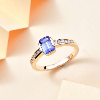 AA Tansanit und Moissanit Ring in 375 Gold - 1,37 ct.