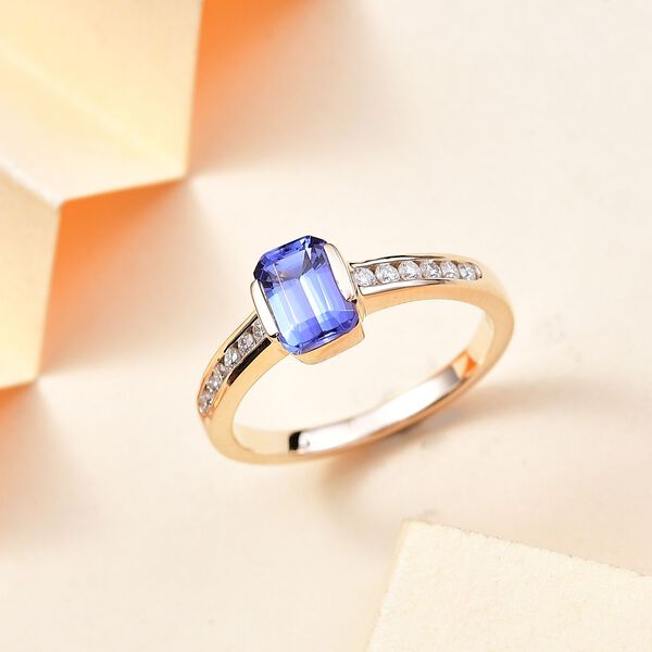 AA Tansanit und Moissanit Ring in 375 Gold - 1,37 ct. image number 2