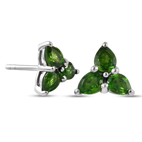 Natürlicher Chromdiopsid Ohrstecker 925 Silber platiniert ca. 1,18 ct image number 4