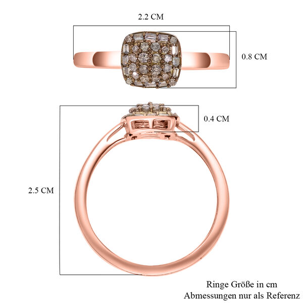 Nat&uuml;rlicher Champagner Diamant Ring, 925 Silber Ros&eacute;gold Vermeil, ca. 0.25 ct image number 6