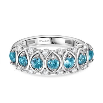 D'Joy Blauer Zirkon, Wei&szlig;er Zirkon Ring 925 Silber rhodiniert (Gr&ouml;&szlig;e 18.00) ca. 1,60 ct