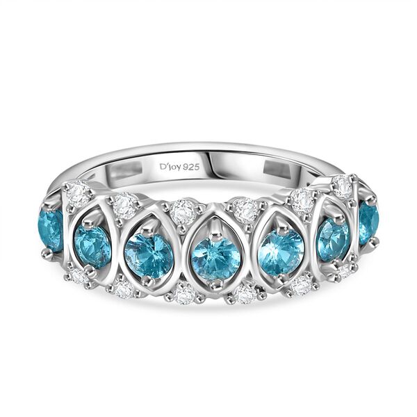 D'Joy Blauer Zirkon, Wei&szlig;er Zirkon Ring 925 Silber rhodiniert (Gr&ouml;&szlig;e 18.00) ca. 1,60 ct