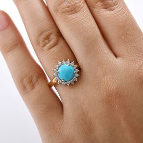 D’Joy AA Sleeping Beauty Türkis und Zirkon Ring - 2,39 ct.