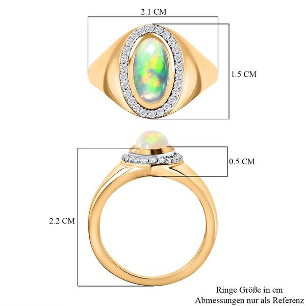 Natürlicher, äthiopischer Welo Opal und Zirkon-Ring - 1,20 ct. image number 8
