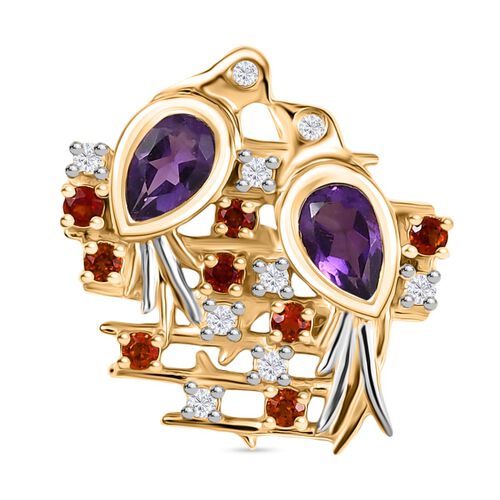 AA Afrikanischer Amethyst, Weißer Zirkon Anhänger 925 Silber platiniert und vergoldet ca. 0,67 ct. image number 0