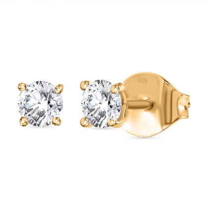 Moissanit Ohrringe 925 Silber vergoldet ca. 0.45 ct