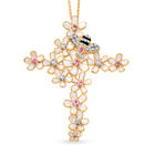 GP - Rosa Saphir Schmuckset ca. 50 cm 925 Silber 750 Gelbgold Vermeil ca. 0,56 ct.