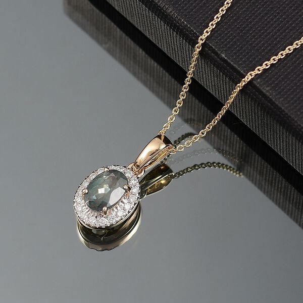 AAA Alexandrit, Wei&szlig;er Diamant Anh&auml;nger mit Kette, 585 Gold ca. 1.50 ct image number 1