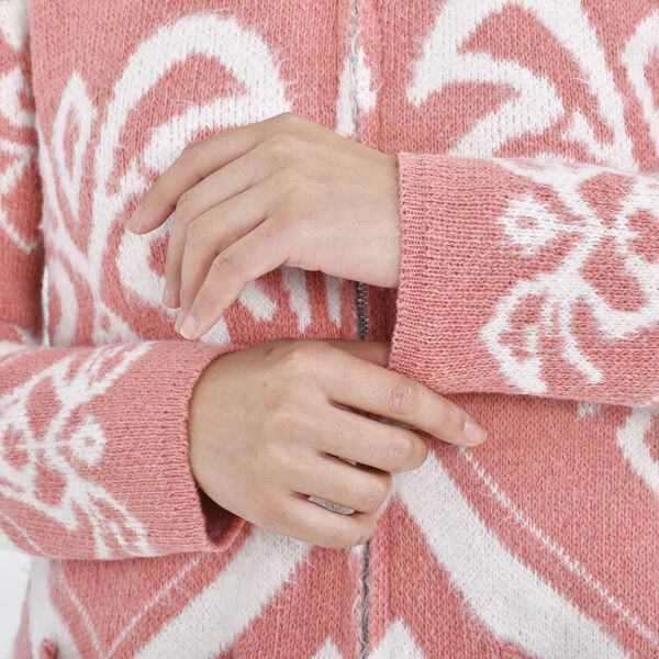 Cardigan in rosa mit geometrischen Mustern image number 10