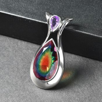 Sajen Silber-Himmlischer Quarz, Afrikanischer Amethyst Anh&auml;nger 925 Silber rhodiniert ca. 21.06 ct