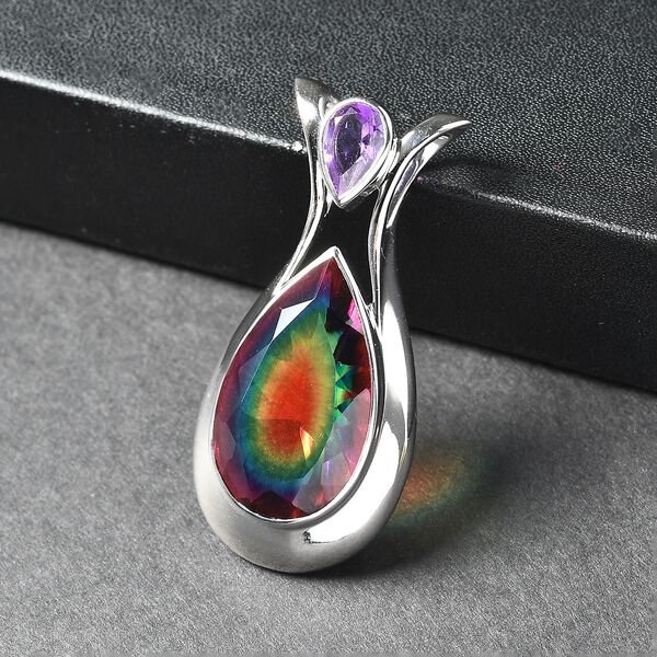 Sajen Silber-Himmlischer Quarz, Afrikanischer Amethyst Anh&auml;nger 925 Silber rhodiniert ca. 21.06 ct image number 1