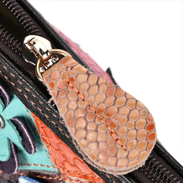 Chaos by Elsie- Echtleder Crossbody Bag mit RFID-Schutz und Kroko-Pr&auml;gung, Blumenmuster image number 9