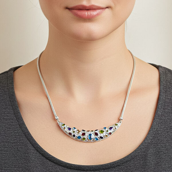 D'Joy Royal Bali Schweizer Blautopas, Peridot Halskette ca. 50 cm 925 Silber ca. 10.06 ct image number 3