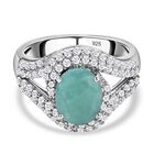 Grandidierit und weißer Zirkon-Ring, 925 Silber platiniert (Größe 16.00) ca. 2.71 ct