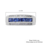 Blauer Saphir und Natürliches weißer Zirkon Ring 925 Silber Platin-Überzug image number 5