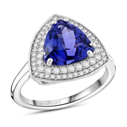 RHAPSODY AAAA Tansanit, Wei&szlig;er Diamant Ring 950 Platin (Gr&ouml;&szlig;e 18.00) ca. 3.51 ct