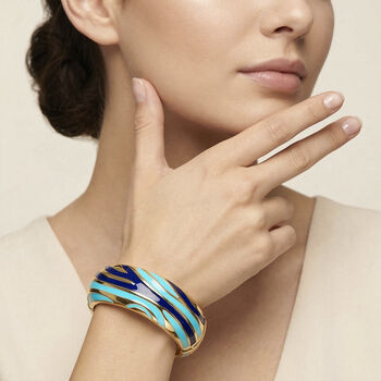 Emaille-Armreif im Wellen-Design, ca. 18 cm, Blau