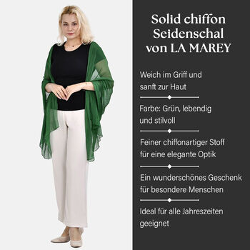 LA MAREY &ndash; 100% Maulbeer-Seidenschal Chiffon, 60x170cm, gr&uuml;n