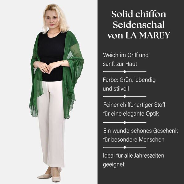 LA MAREY – 100% Maulbeer-Seidenschal Chiffon, 60x170cm, grün image number 2