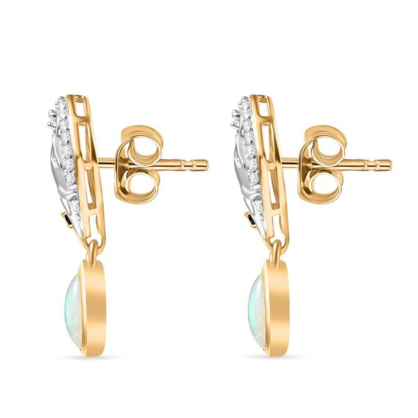 D'Joy AA Natürlicher, äthiopischer Welo Opal, Mehrfarbig Saphir Ohrringe 925 Silber Rhodiniert und 750 Gelbgold Vermeil ca. 1.63 ct image number 4