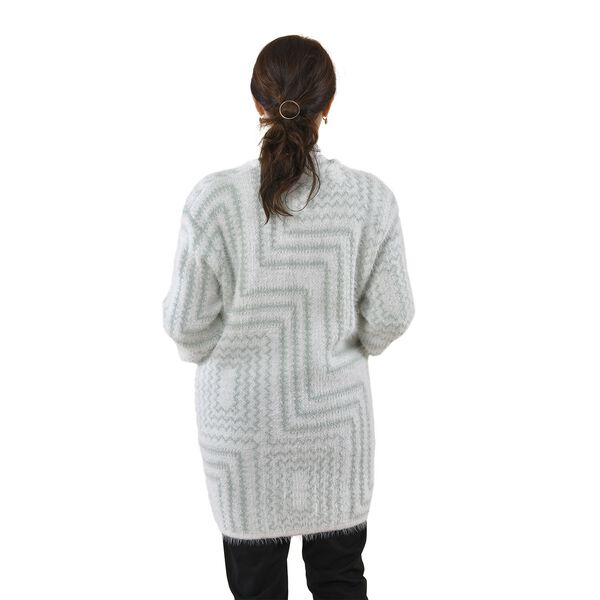 Kuschelig weicher und langer Cardigan mit Taschen, One Size, Geometrisches Muster, grün image number 2