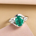 Smaragd-Triplett-Quarz und weißer Zirkon-Ring, 925 Silber platiniert  ca. 2,88 ct image number 1