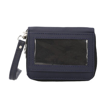 Geldb&ouml;rse aus 100% echtem Leder, Dual-Rei&szlig;verschluss mit abnehmbarem Riemen, 11x7.5x4.5 cm, Dunkelblau