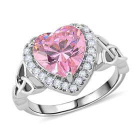 Rosa Zirkonia, Weißer Zirkonia Ring Nickelfreies Messing rhodiniert (Größe 17.00)