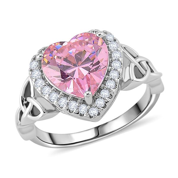 Rosa Zirkonia, Wei&szlig;er Zirkonia Ring Nickelfreies Messing rhodiniert (Gr&ouml;&szlig;e 16.00)