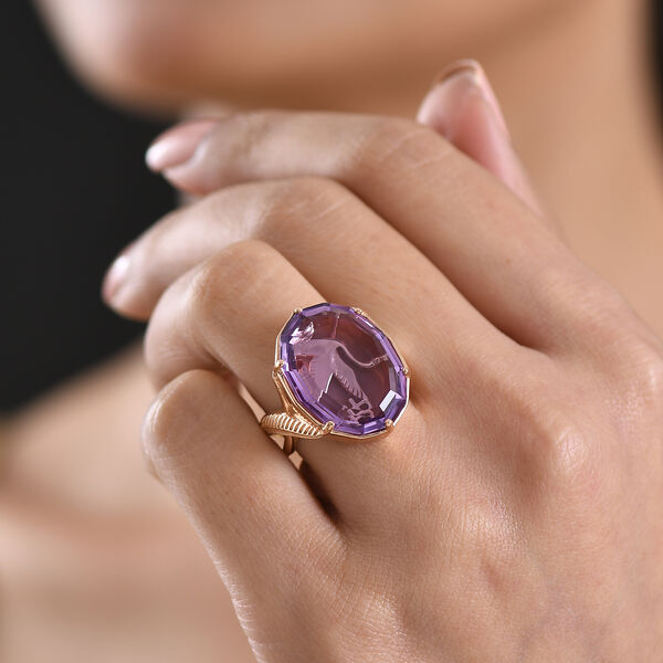 GP - AA Rose De France Amethyst, Kanchanaburi Blauer Saphir Ring 925 Silber 750 Ros&eacute;gold Vermeil (Gr&ouml;&szlig;e 21.00) ca. 17,36 ct image number 2