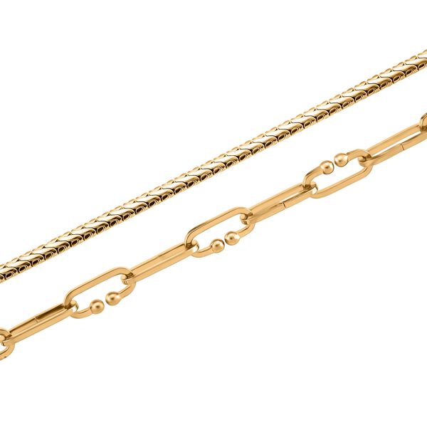 DESIGNER INSPIRIERT - 2er Fancy 316L Edelstahl Ketten Set ca. 50 cm ca. 2,26g, Goldfarben image number 8