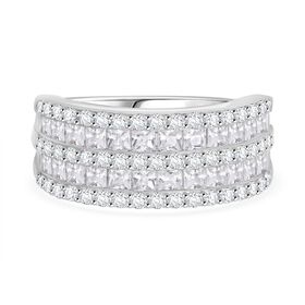 Weißer Zirkonia Ring 925 Silber rhodiniert (Größe 19.00)