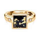 Tucson Exklusive- Goldenite, Weißer Zirkon Ring 925 Silber 750 Gelbgold Vermeil (Größe 18.00) ca. 2.62 ct