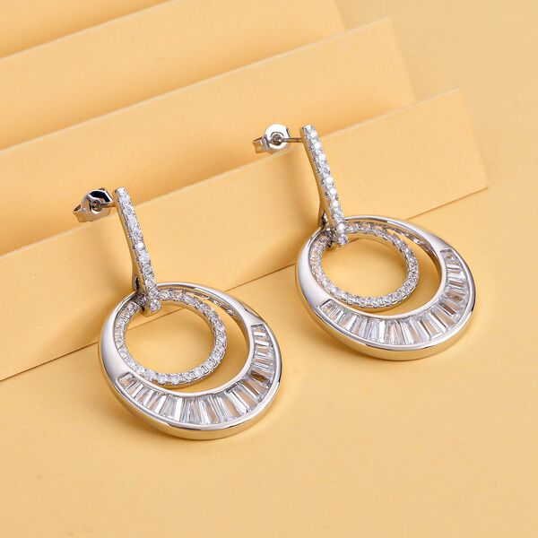 Wei&szlig;e Zirkonia-Ohrringe, reines Messing ca. 6.39 ct image number 2