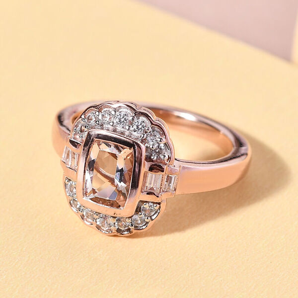 Morganit und Zirkon-Ring, 925 Silber Ros&eacute;gold Vermeil  ca. 1,25 ct image number 2