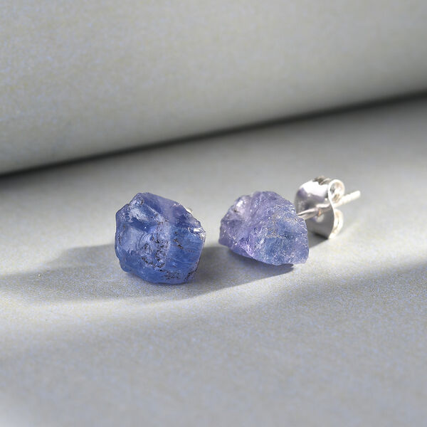 Handgearbeitete Tansanit Fancy-Schliff-Ohrstecker, 925 Silber platiniert ca. 7,44 ct image number 2