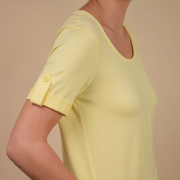 Damen kurzes &Auml;rmel T-Shirt, Zitronengelb image number 3