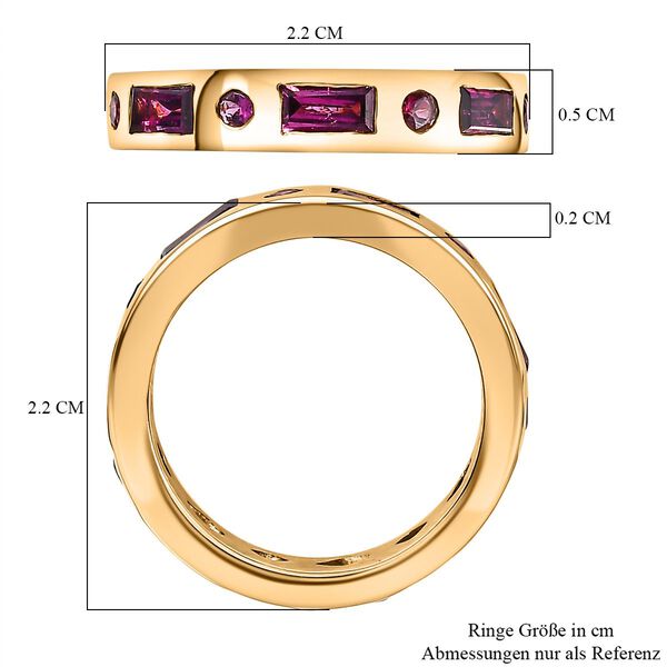 Rhodolith Granat Ring, 925 Silber Gelbgold Vermeil, (Größe 21.00) ca. 2.42 ct image number 7