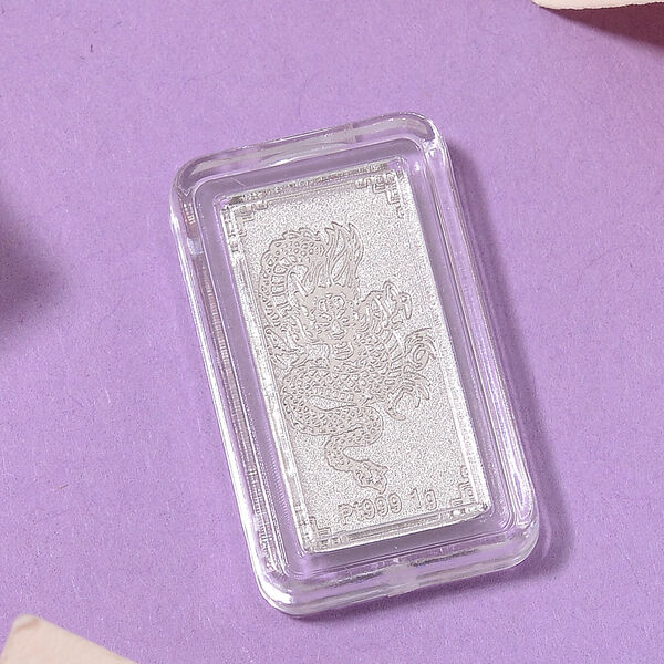 999 Platin-Barren mit Drachenmotiv, 1 Gramm image number 1