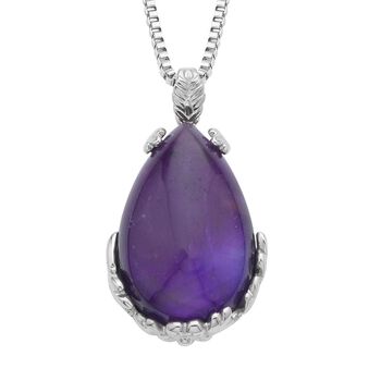 Lila Amethyst Schmuckset ca. 50 cm 316L Edelstahl ca. 55,00 ct.