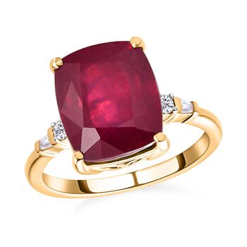 AAA Afrikanischer Rubin und wei&szlig;er Zirkon-Ring - 7,86 ct.